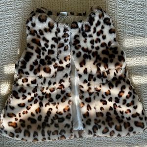 Little Me Animal Print Faux Fur Plush Vest | Color: Brown/White | Size: 3T